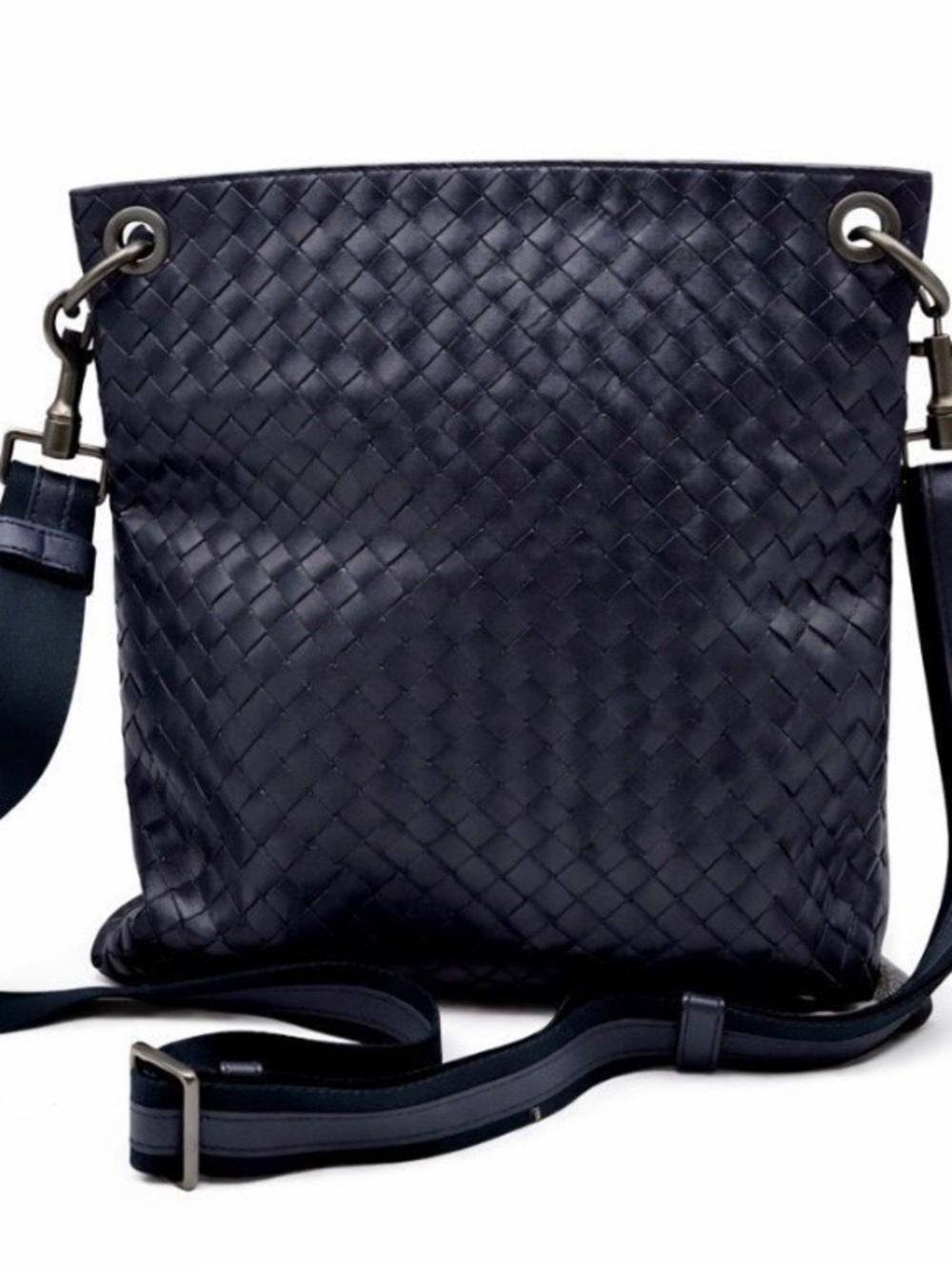 Bottega Veneta Intrecciato Navy Woven Leather Crossbody Bag